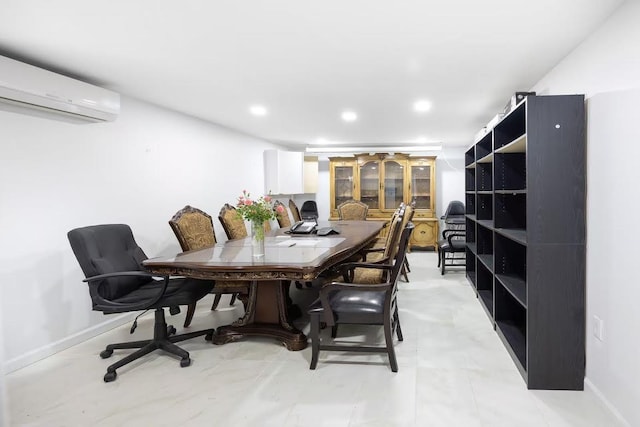 28-34 Corporal Kennedy St, Flushing, NY 11360 - dining space featuring a wall mounted air conditioner, recessed lighting, and baseboards