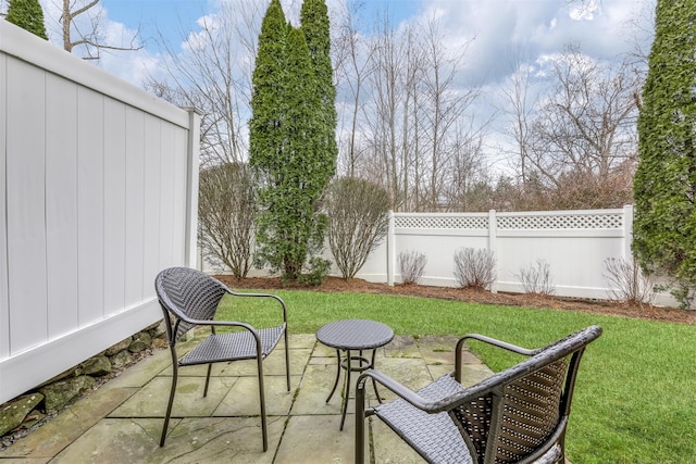 view of patio featuring fence private yard