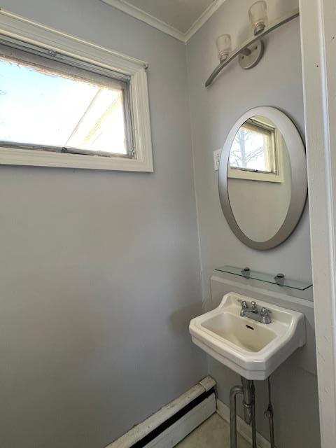 bathroom featuring crown molding