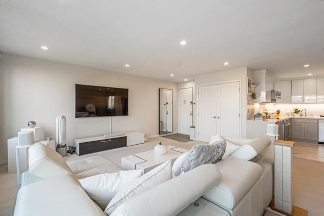 living area with recessed lighting