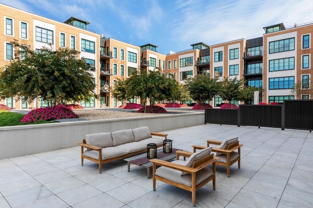 view of patio featuring an outdoor hangout area