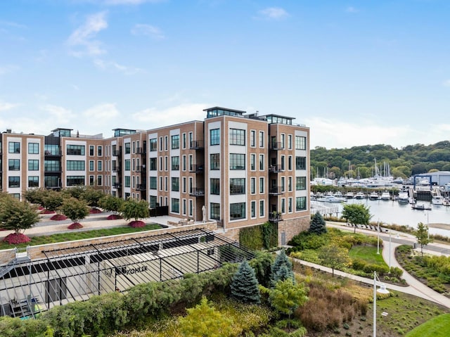 view of property with a water view