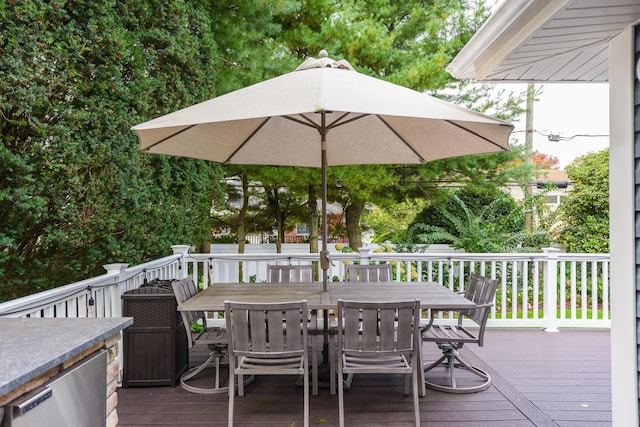 deck with outdoor dining space