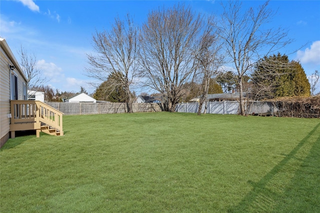 view of yard featuring a fenced backyard