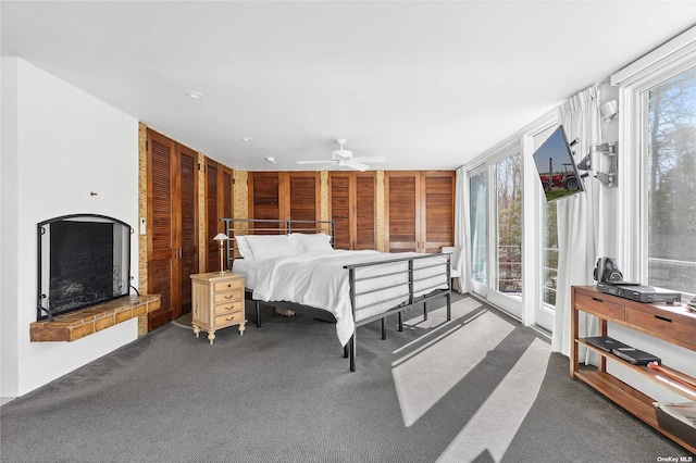 bedroom featuring carpet floors and access to outside