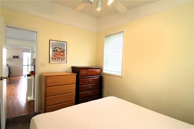 bedroom with multiple windows and a ceiling fan