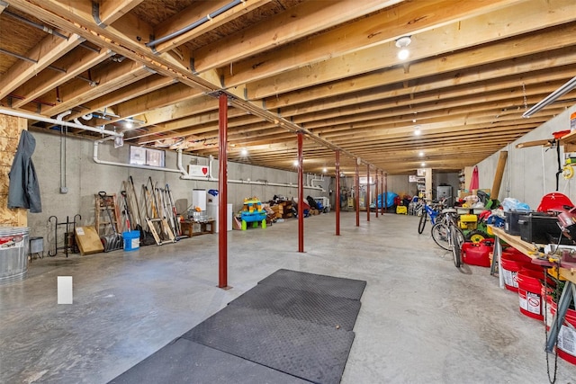 view of unfinished basement