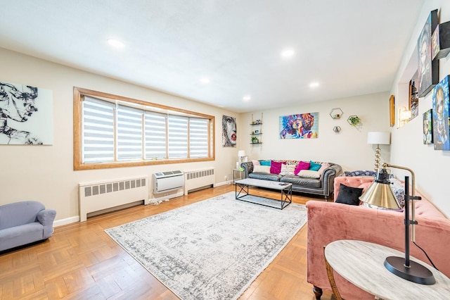 3125 Spencer Dr, Bronx, NY 10465 - living area featuring recessed lighting, baseboards, and radiator