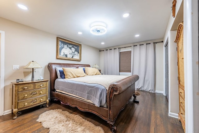 3125 Spencer Dr, Bronx, NY 10465 - bedroom with dark wood-style flooring, baseboards, and recessed lighting