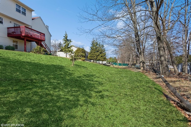 view of yard featuring a deck