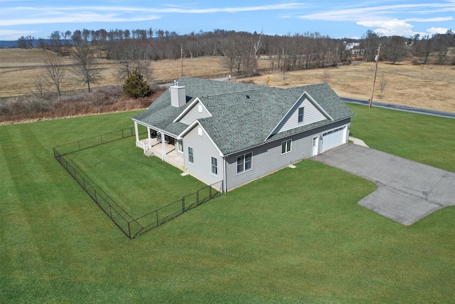 aerial view featuring a rural view