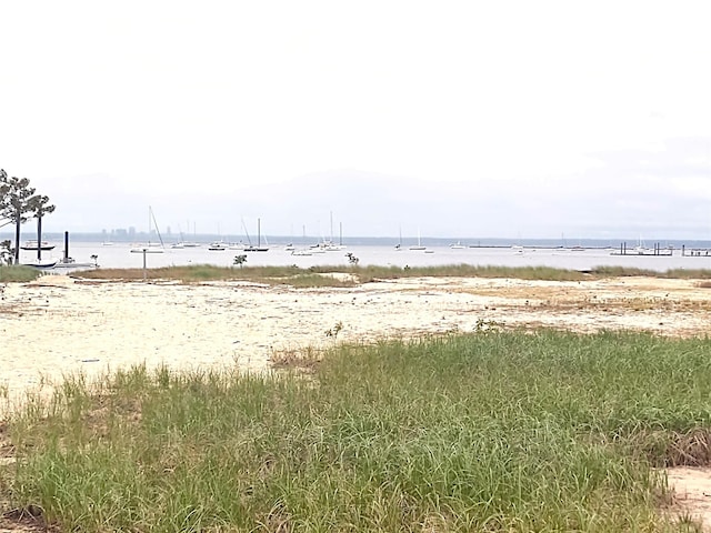 property view of water featuring a beach view