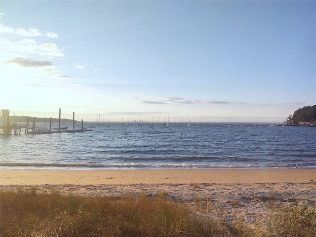 property view of water with a beach view