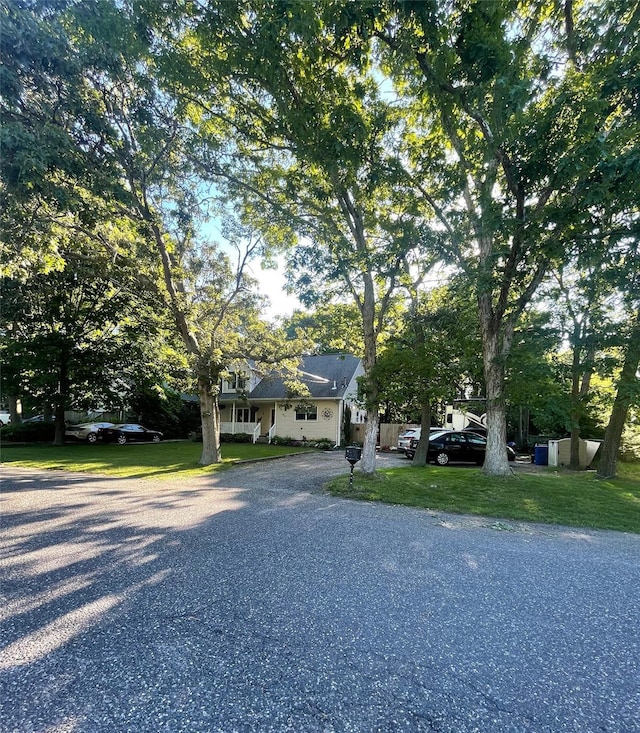 view of front of property with a front lawn