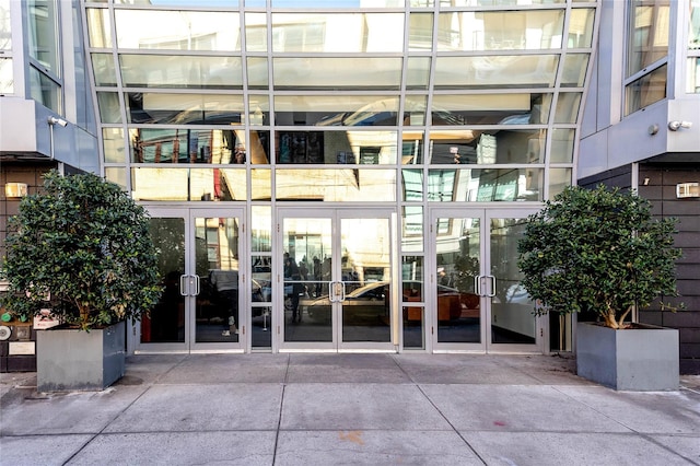 property entrance with french doors