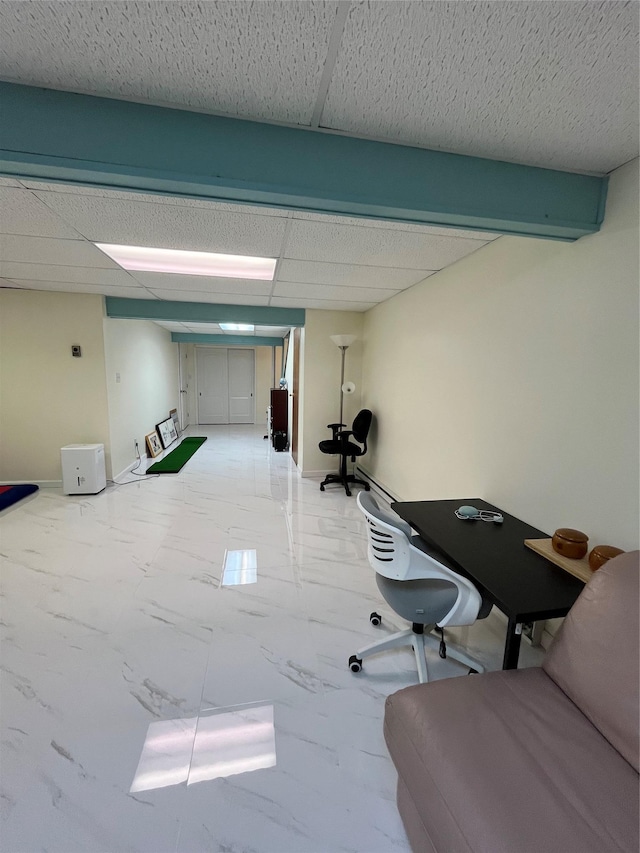 home office featuring marble finish floor
