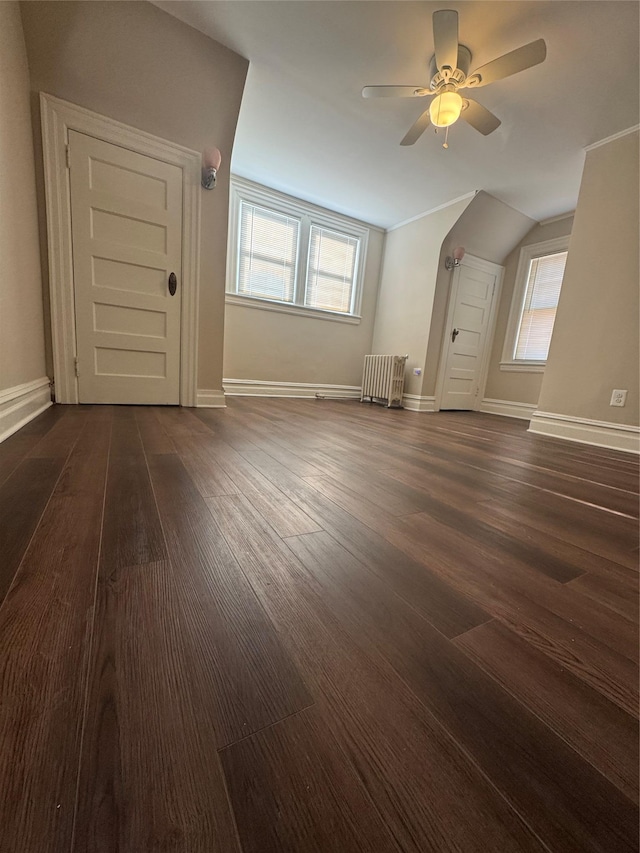 6 Sedgwick Ave, Yonkers, NY 10705 - bonus room featuring dark wood-style flooring, radiator, ceiling fan, and baseboards