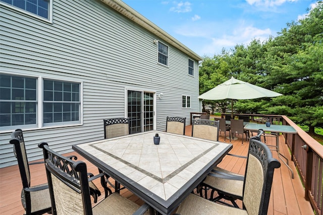 33 Sutherland Dr, Highland Mills, NY 10930 - wooden terrace with outdoor dining area
