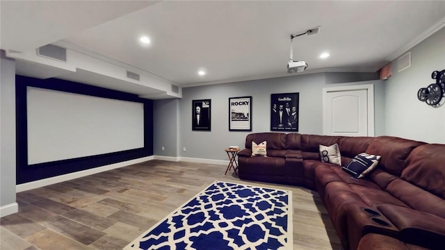 11 Dorian Way, Campbell Hall, NY 10916 - home theater featuring ornamental molding, recessed lighting, and wood finished floors