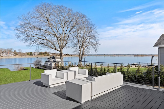 deck with a water view