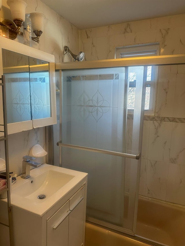 225-23 Murdock Ave, Queens Village, NY 11429 - full bathroom with vanity and shower / bath combination with glass door