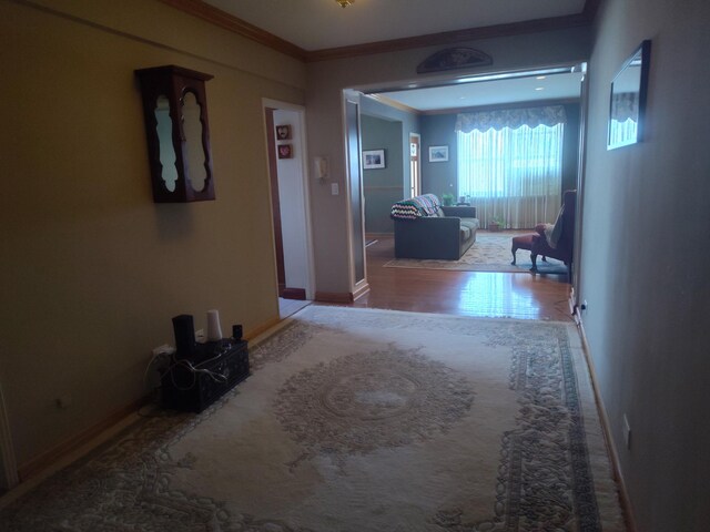 67-66 108th St Unit B64, Forest Hills, NY 11375 - hall featuring crown molding and baseboards
