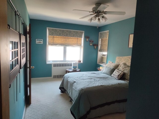 67-66 108th St Unit B64, Forest Hills, NY 11375 - carpeted bedroom with baseboards, radiator, and ceiling fan