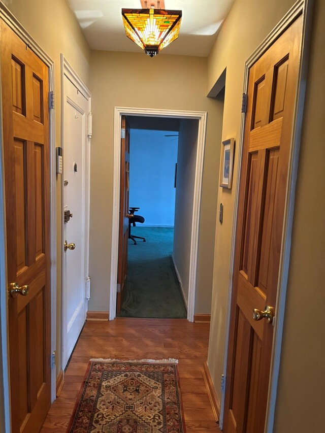 67-66 108th St Unit B64, Forest Hills, NY 11375 - corridor featuring baseboards and wood finished floors