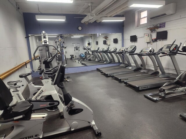 67-66 108th St Unit B64, Forest Hills, NY 11375 - gym with a wall mounted air conditioner