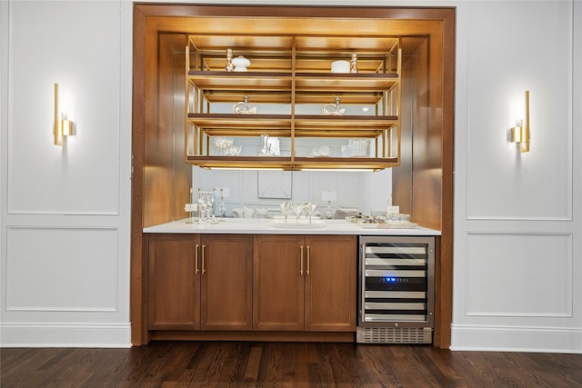 133 Spring Rd Unit 8, Huntington, NY 11743 - bar with bar, dark wood-type flooring, and wine cooler