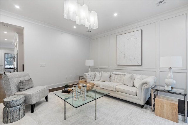 133 Spring Rd Unit 8, Huntington, NY 11743 - living room featuring a decorative wall, visible vents, and ornamental molding