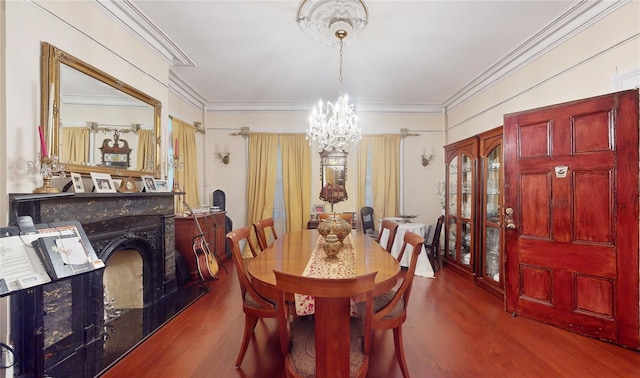 32-25 30th St, Long Island City, NY 11106 - dining space featuring crown molding, an inviting chandelier, and wood finished floors