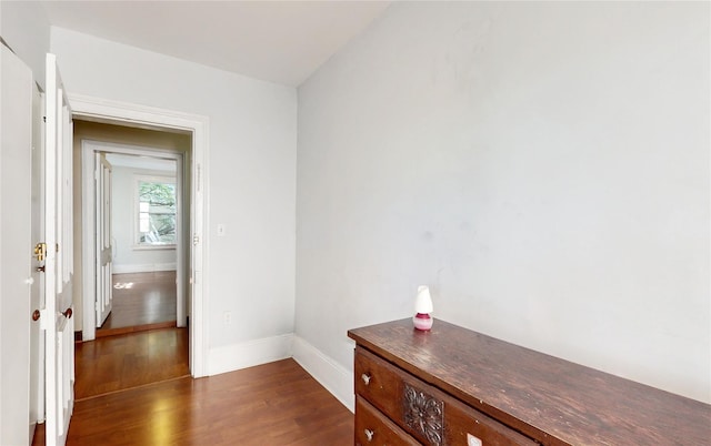 32-25 30th St, Long Island City, NY 11106 - hallway featuring baseboards and dark wood-style floors