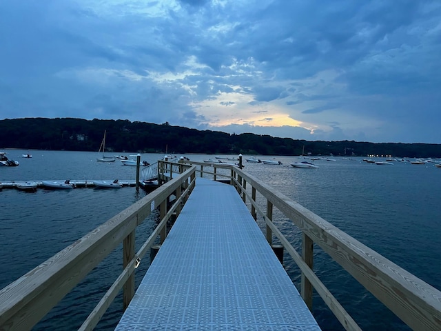 view of dock featuring a water view