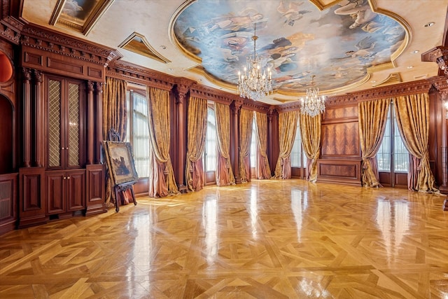 186 Kings Point Rd, Great Neck, NY 11024 - misc room with a chandelier and crown molding