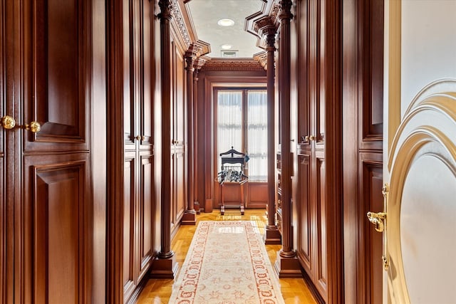 186 Kings Point Rd, Great Neck, NY 11024 - hallway featuring ornamental molding and recessed lighting