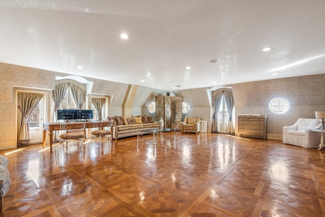 186 Kings Point Rd, Great Neck, NY 11024 - common area featuring recessed lighting and wallpapered walls