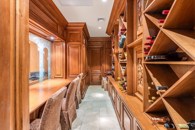 186 Kings Point Rd, Great Neck, NY 11024 - wine room featuring light stone finish floors and recessed lighting