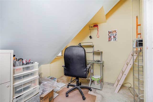 office with vaulted ceiling