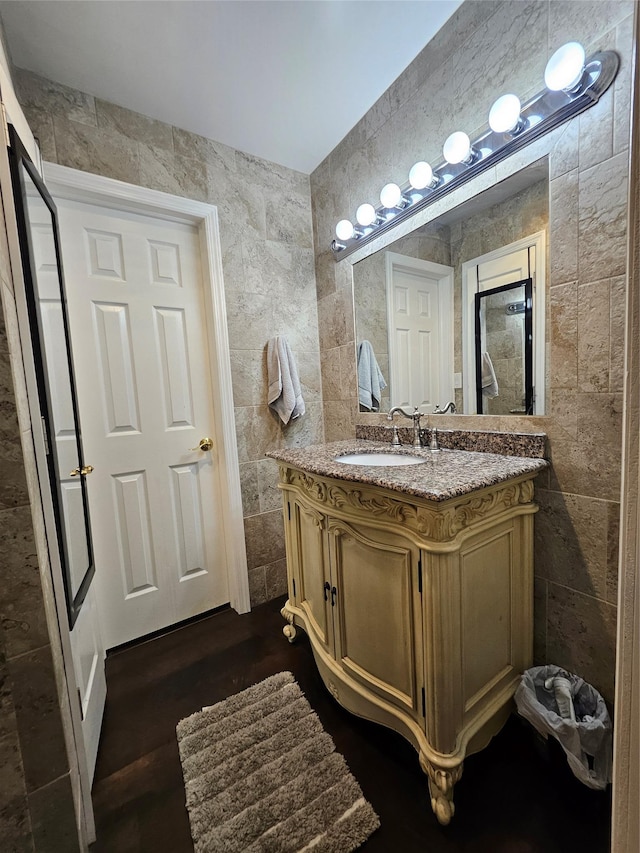 7 Raynham Rd, Glen Cove, NY 11542 - bathroom featuring tile walls and vanity