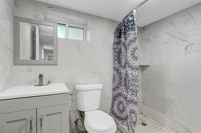 48-35 Clearview Expy, Bayside, NY 11364 - full bathroom with vanity, tile walls, and a shower stall