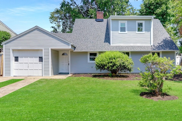 17 Windmill Ln, Levittown, NY 11756 - view of front of house featuring driveway, a garage, a front lawn, and roof with shingles