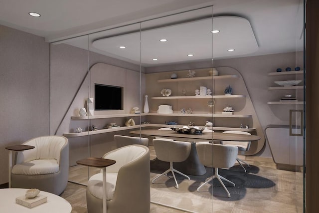 interior space featuring recessed lighting