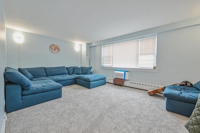 8900 170th St Unit 7N, Jamaica, NY 11432 - carpeted living room featuring a baseboard radiator