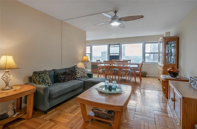 3131 Grand Concourse Unit 11J, Bronx, NY 10468 - living room featuring a ceiling fan