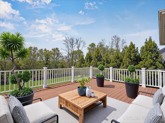 wooden terrace featuring outdoor dining space