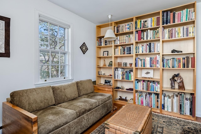 sitting room featuring wood finished floors