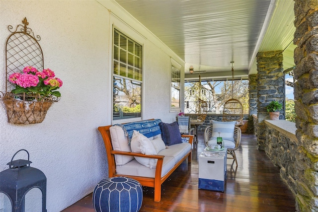 33 Fernwood Rd, Larchmont, NY 10538 - sunroom / solarium with a textured wall and hardwood / wood-style flooring
