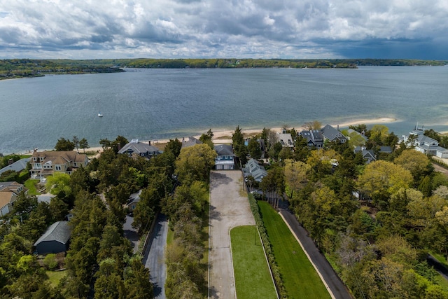 145 Asharoken Ave, Northport, NY 11768 - aerial view featuring a water view and a residential view