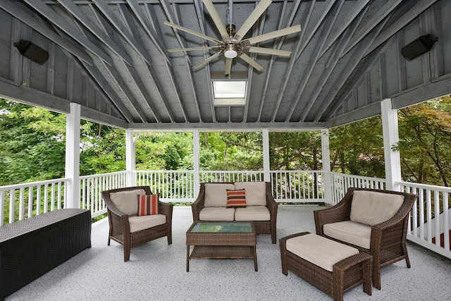 28 Rose Ave, Great Neck, NY 11021 - view of patio / terrace featuring a ceiling fan and outdoor lounge area